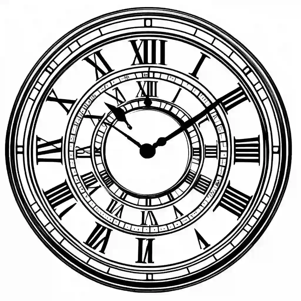 Clocks coloring pages